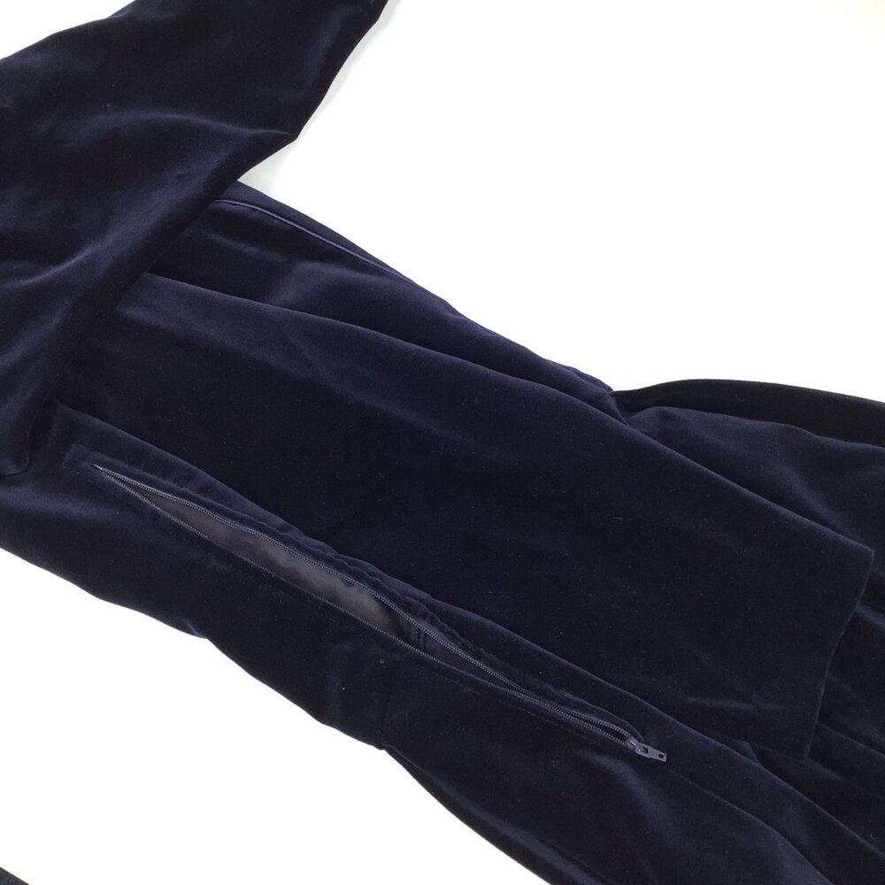 Laura Ashley Vintage Navy Velvet Long Sleeve Dress Size 12 Victorian Faire Goth - Picture 8 of 11